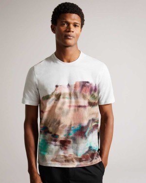 Ted Baker Tinot Short Sleeve Abstract Print T-Shirt White | 07968-QSWI