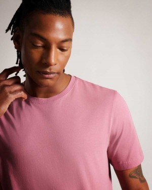 Ted Baker Tywinn Short Sleeve Regular Fit Plain T-shirt Pink | 08374-DAMO