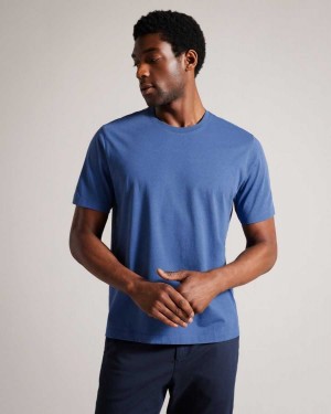 Ted Baker Tywinn Short Sleeve Regular Fit Plain T-shirt Blue | 82537-AVMW