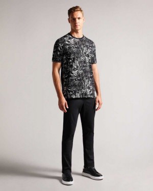 Ted Baker Vennel Short Sleeve Oversized Floral T Shirt Black | 07439-BWOM