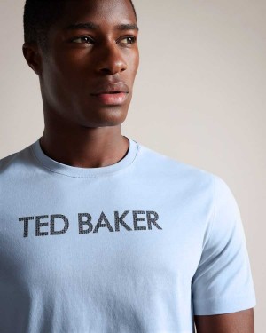 Ted Baker Vonsha Short Sleeve Printed T-Shirt Pale Blue | 73086-YPIE