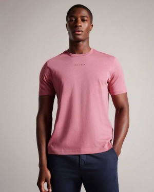 Ted Baker Wilkin Short Sleeve Branded T-Shirt Medium Pink | 35278-UPNH