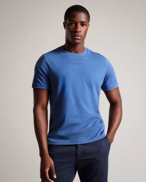 Ted Baker Wilkin Short Sleeve Branded T-Shirt Dark Blue | 29841-KPLF