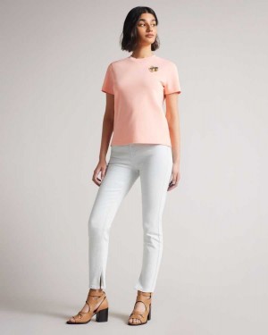 Ted Baker Yaura Slim Jeans With Ankle Slit White | 29304-AQSV