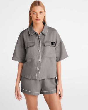 Ted Baker Yaya Linen Utility Style Button Through Light Brown | 68439-XETI