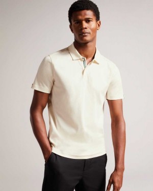 Ted Baker Zeiter Short Sleeve Slim Fit Polo Shirt Ecru | 92840-RZCJ