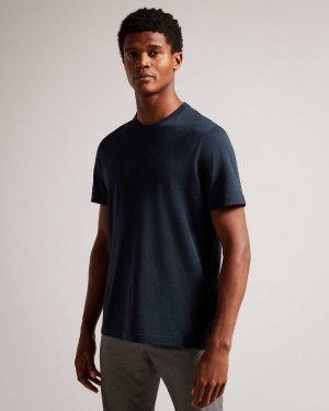 Ted Baker Zeppel Cashmere Blend T-Shirt Navy-Blue | 98514-SPHM