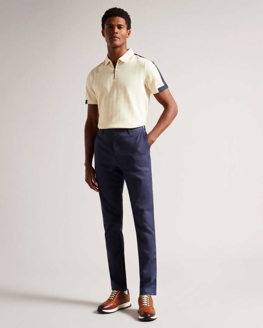 Ted Baker Abloom Short Sleeve Polo Shirt With Zip Natural | 56941-JKQG