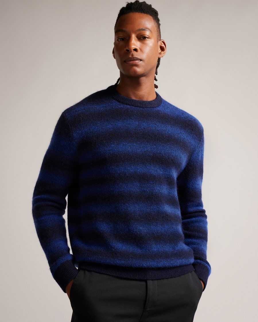 Ted Baker Abulti Regular Fit Striped Jumper Blue | 69752-VCNP