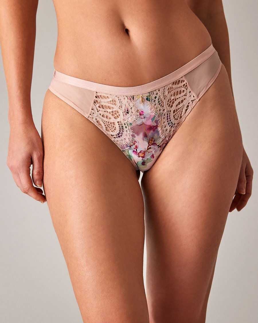 Ted Baker Acacio Watercolour Floral Brazilian Brief Pale Pink | 34617-AWYN