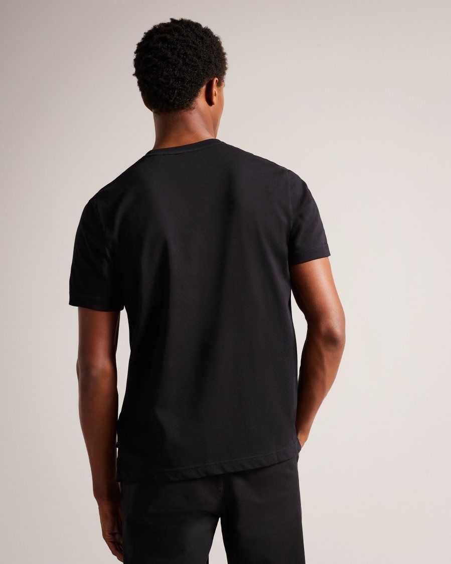 Ted Baker Achram Short Sleeve Regular Fit Logo T-Shirt Black | 57130-JXWG