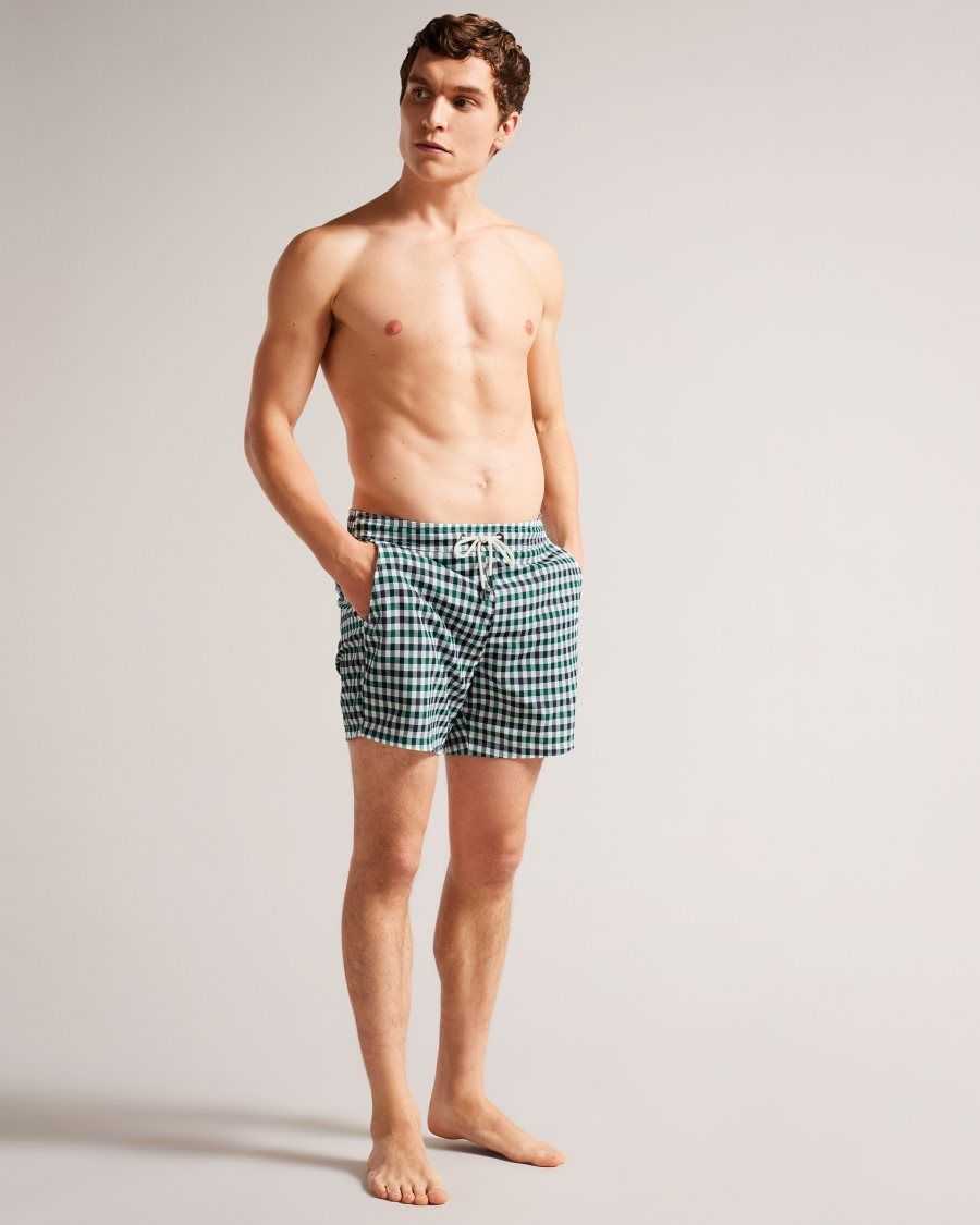 Ted Baker Addling Regular House Check Swim Shorts Navy | 54617-PNKV