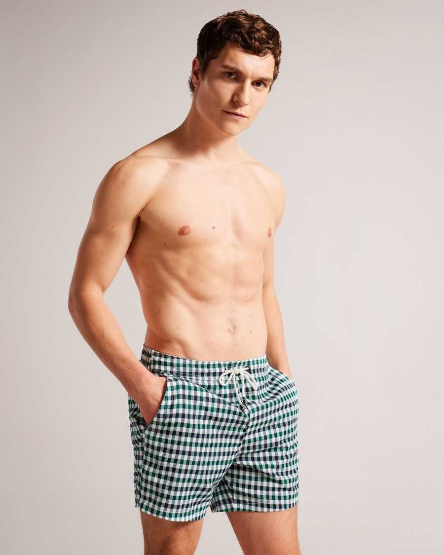 Ted Baker Addling Regular House Check Swim Shorts Navy | 54617-PNKV