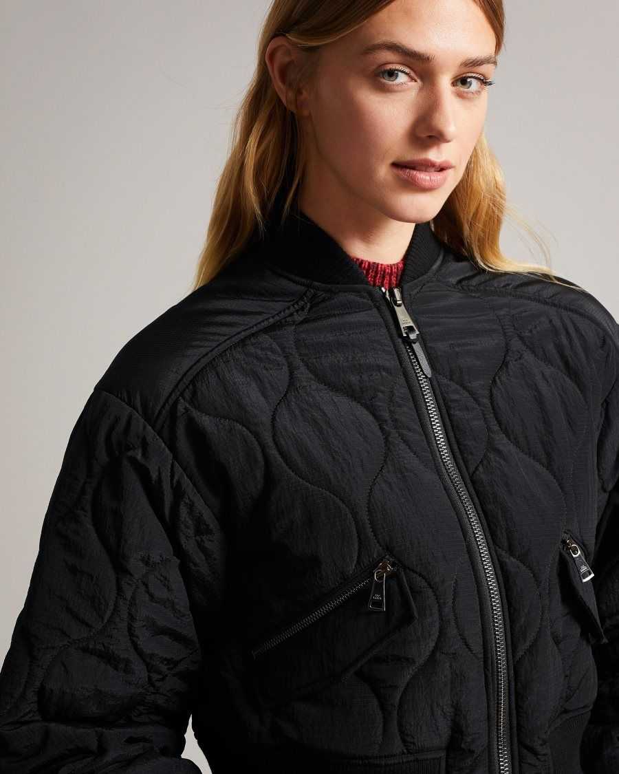 Ted Baker Aelexis Onion Quilted Bomber Jacket Black | 95478-BRQN