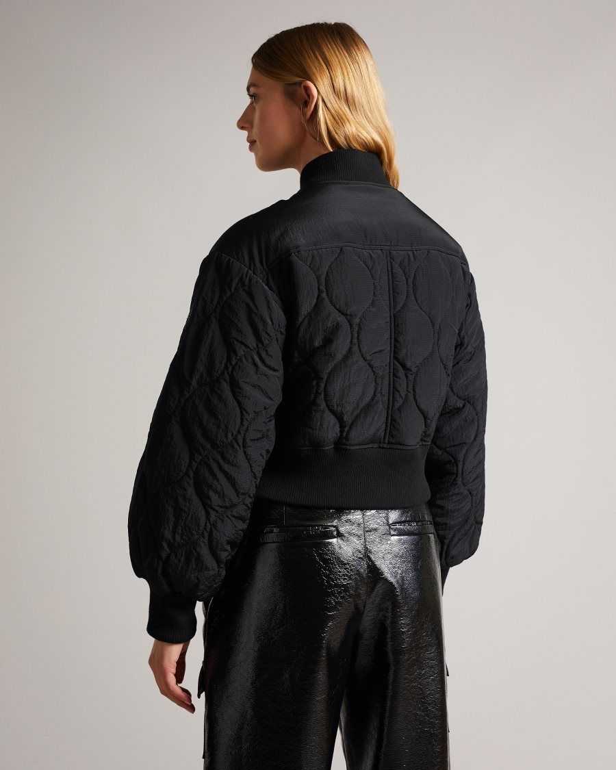 Ted Baker Aelexis Onion Quilted Bomber Jacket Black | 95478-BRQN