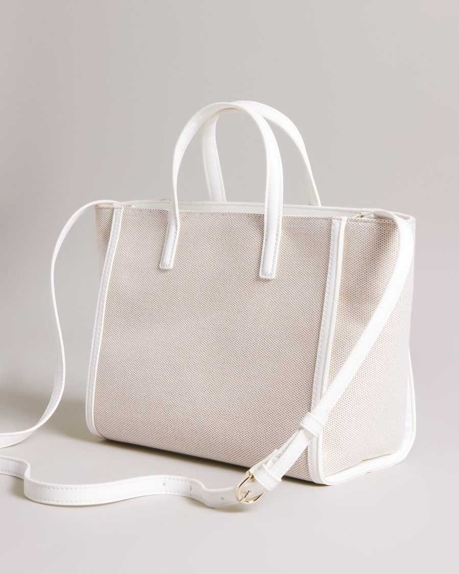 Ted Baker Aksanna Medium Canvas Tote Bag White | 32796-VRQN