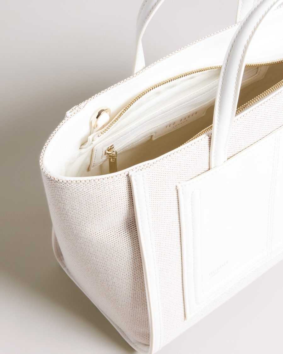 Ted Baker Aksanna Medium Canvas Tote Bag White | 32796-VRQN