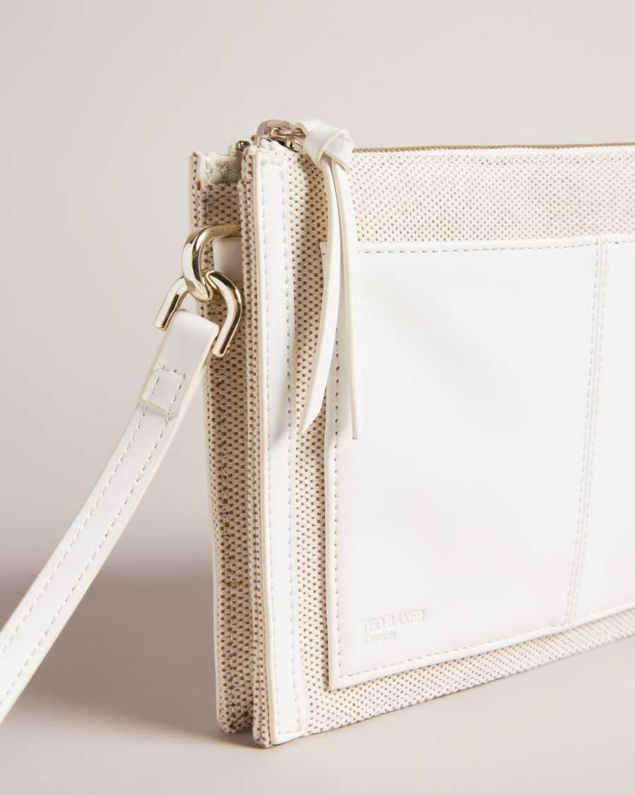 Ted Baker Aksia Canvas Crossbody Bag Ecru | 38042-RHFW