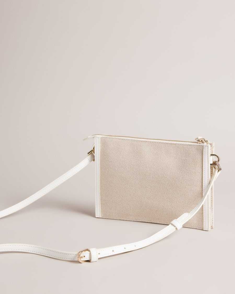 Ted Baker Aksia Canvas Crossbody Bag Ecru | 38042-RHFW