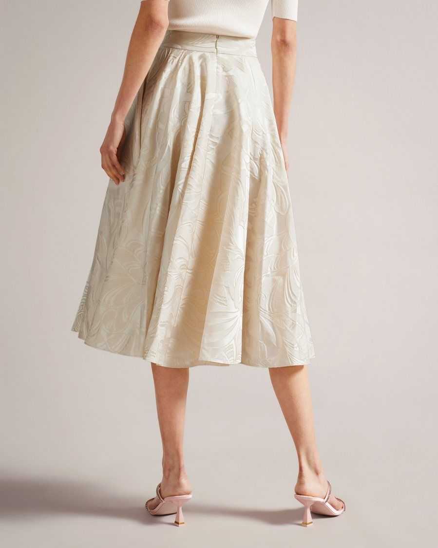 Ted Baker Alannas Jacquard Paisley Full Skirt Natural | 78961-DHVN