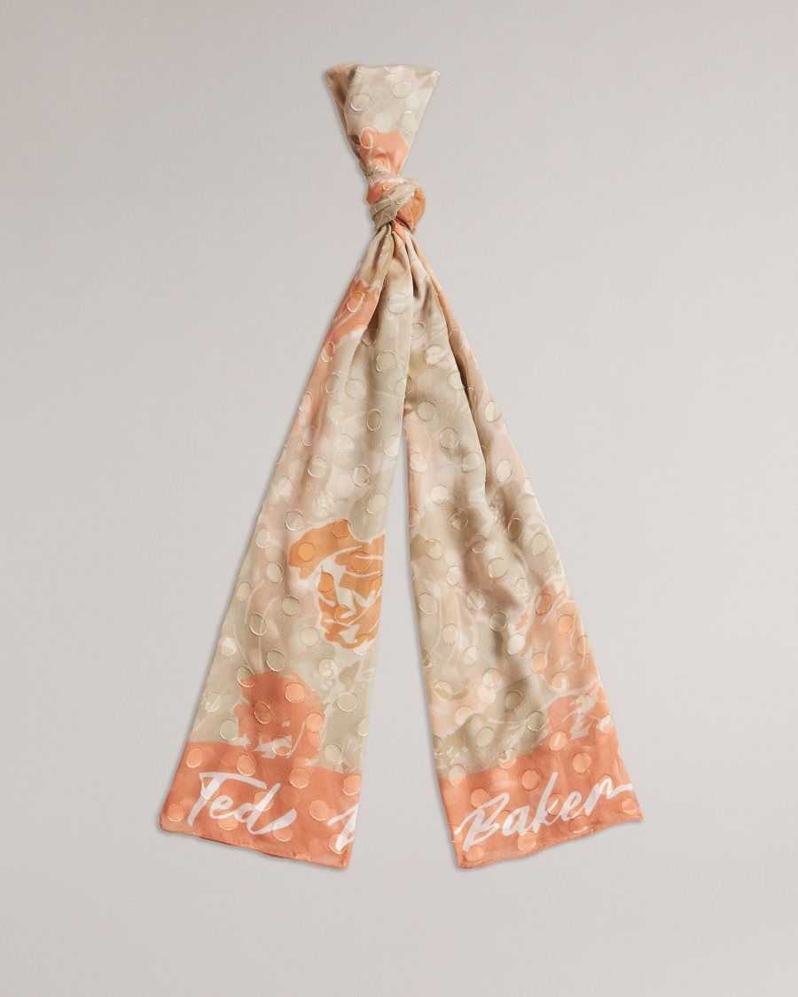 Ted Baker Alanny Floral Printed Long Scarf Coral | 08716-PRHW