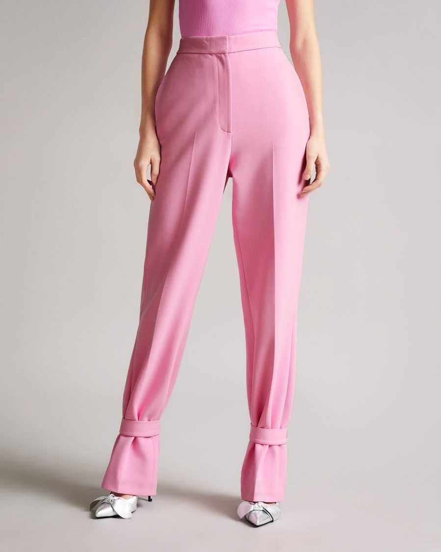 Ted Baker Aleksit Straight Leg Trouser With Ankle Tab Pink | 71285-IMHE