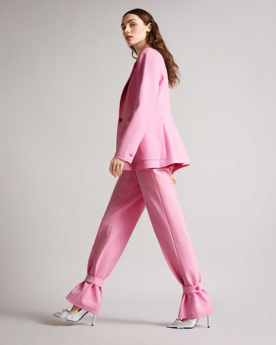 Ted Baker Aleksit Straight Leg Trouser With Ankle Tab Pink | 71285-IMHE