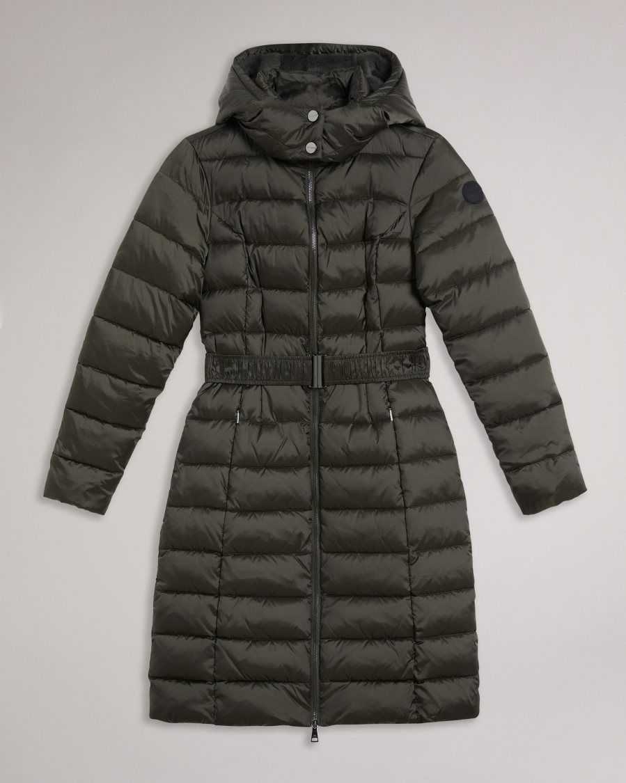 Ted Baker Aliciee Long Padded Showerproof Coat Dark Green | 35816-ARHM