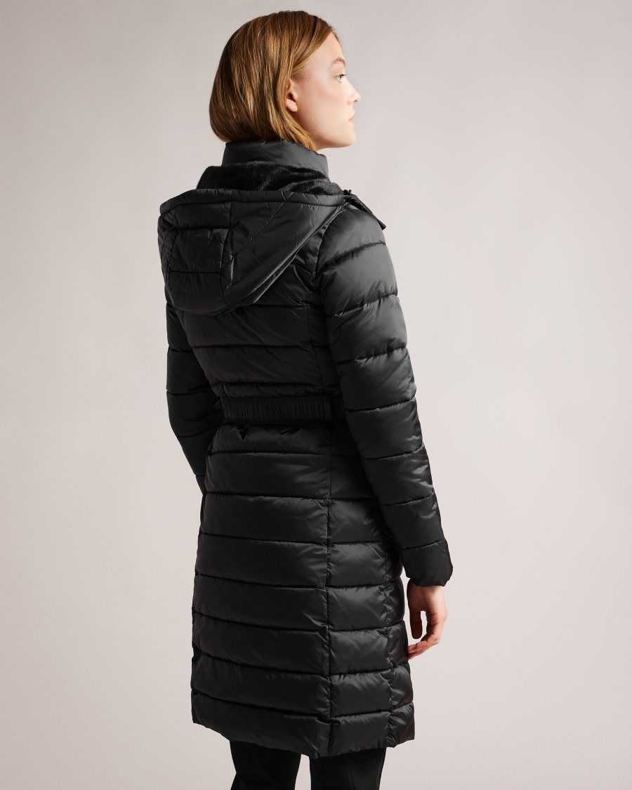 Ted Baker Aliciee Long Padded Showerproof Coat Black | 65890-ALXY