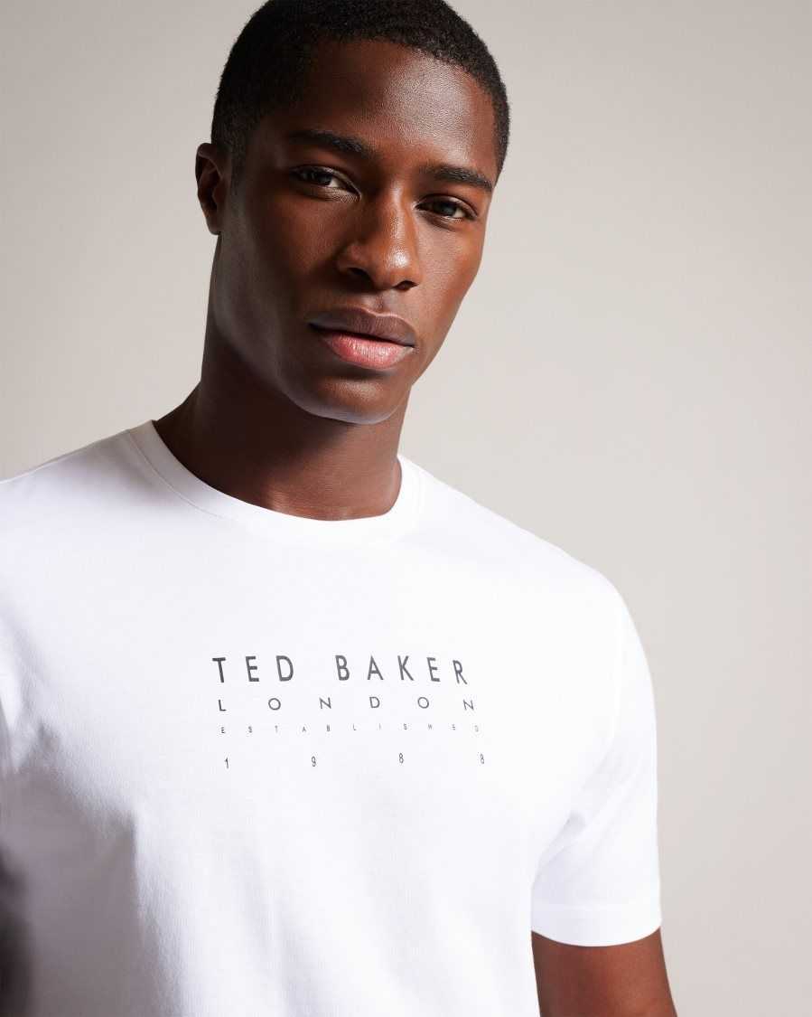 Ted Baker Alisbur Short Sleeve Branded T-Shirt White | 04892-DXJY