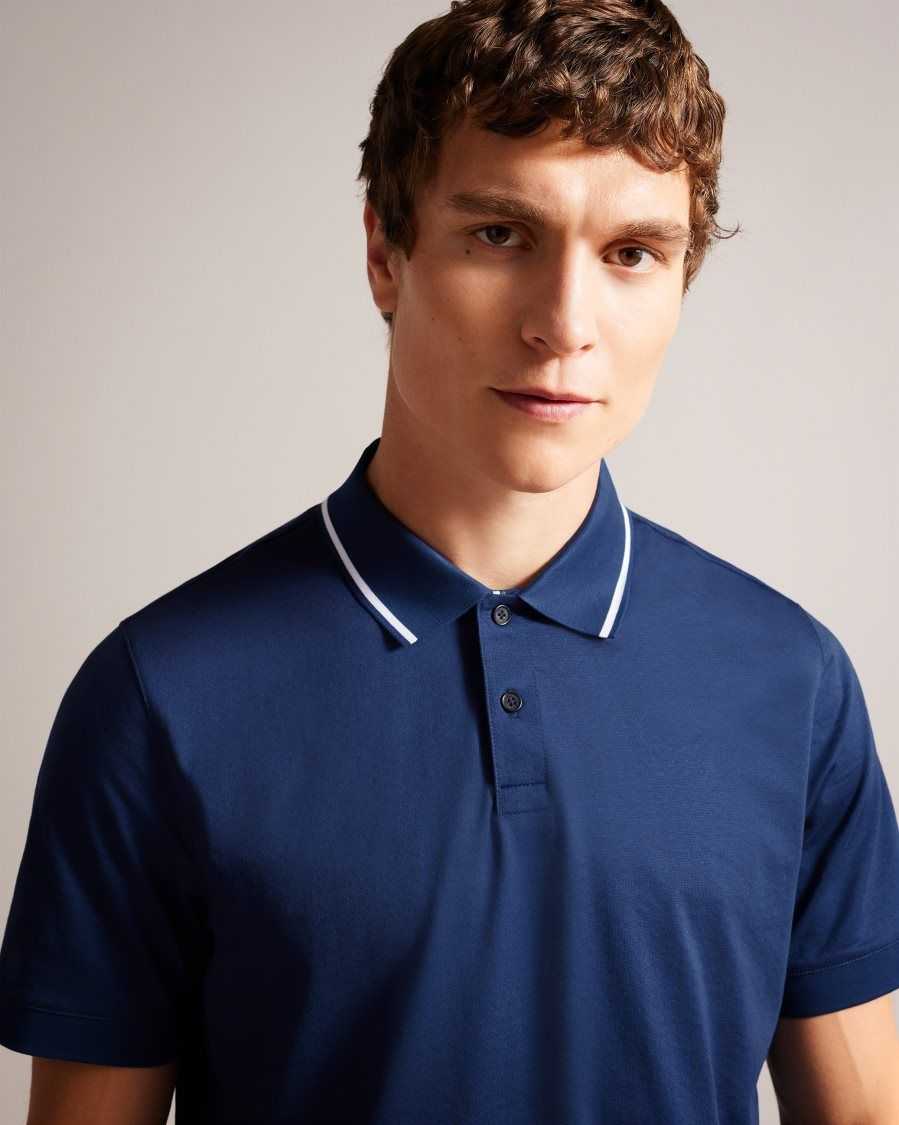 Ted Baker Allard Short Sleeve Polo Shirt Navy-Blue | 51480-USZD