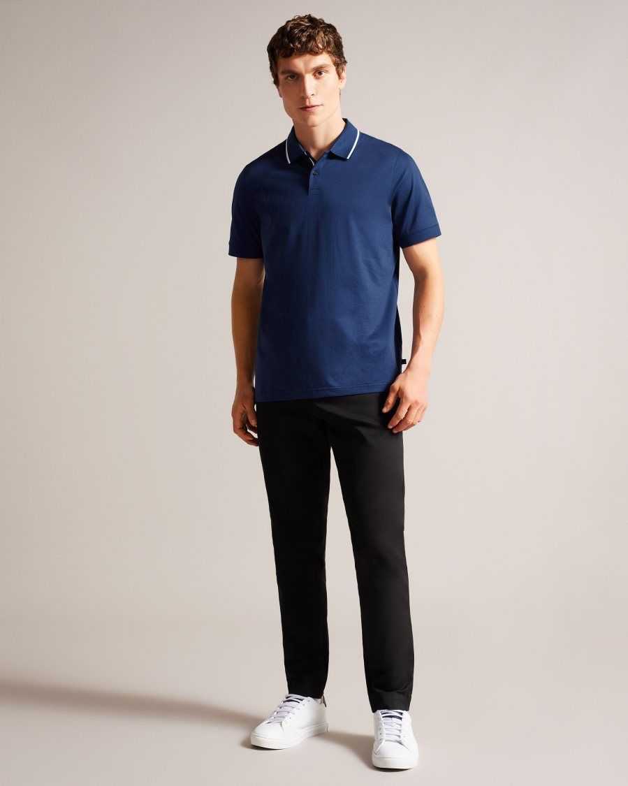 Ted Baker Allard Short Sleeve Polo Shirt Navy-Blue | 51480-USZD