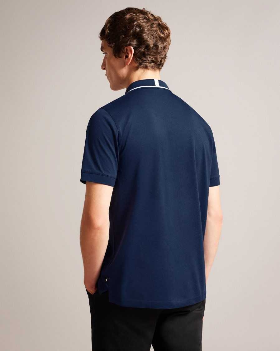 Ted Baker Allard Short Sleeve Polo Shirt Navy-Blue | 51480-USZD