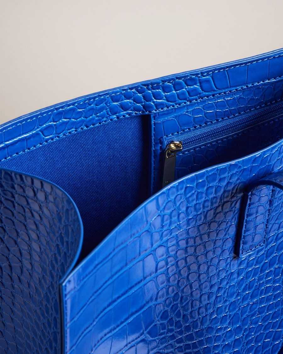 Ted Baker Allicon Mock Croc Icon Tote Bag Bright Blue | 02814-NRGV