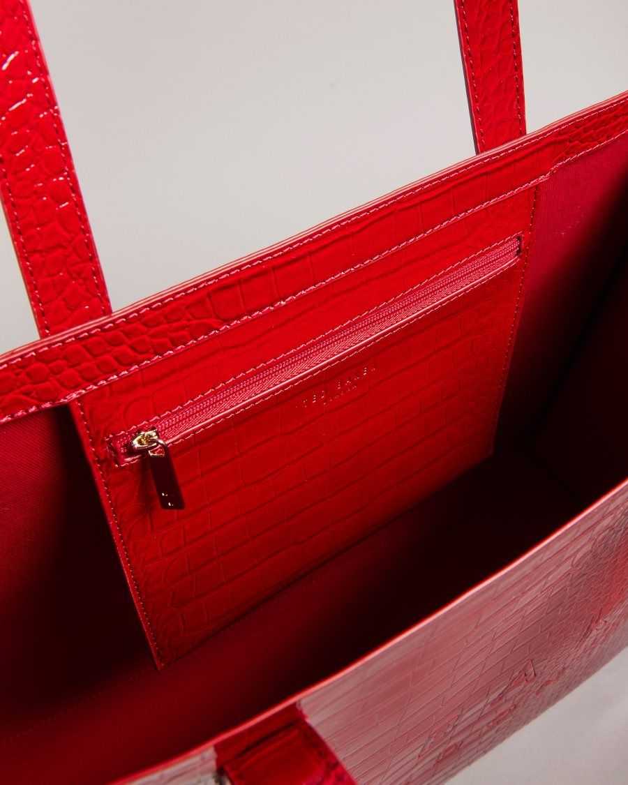 Ted Baker Allicon Mock Croc Icon Tote Bag Red | 52069-NCRZ