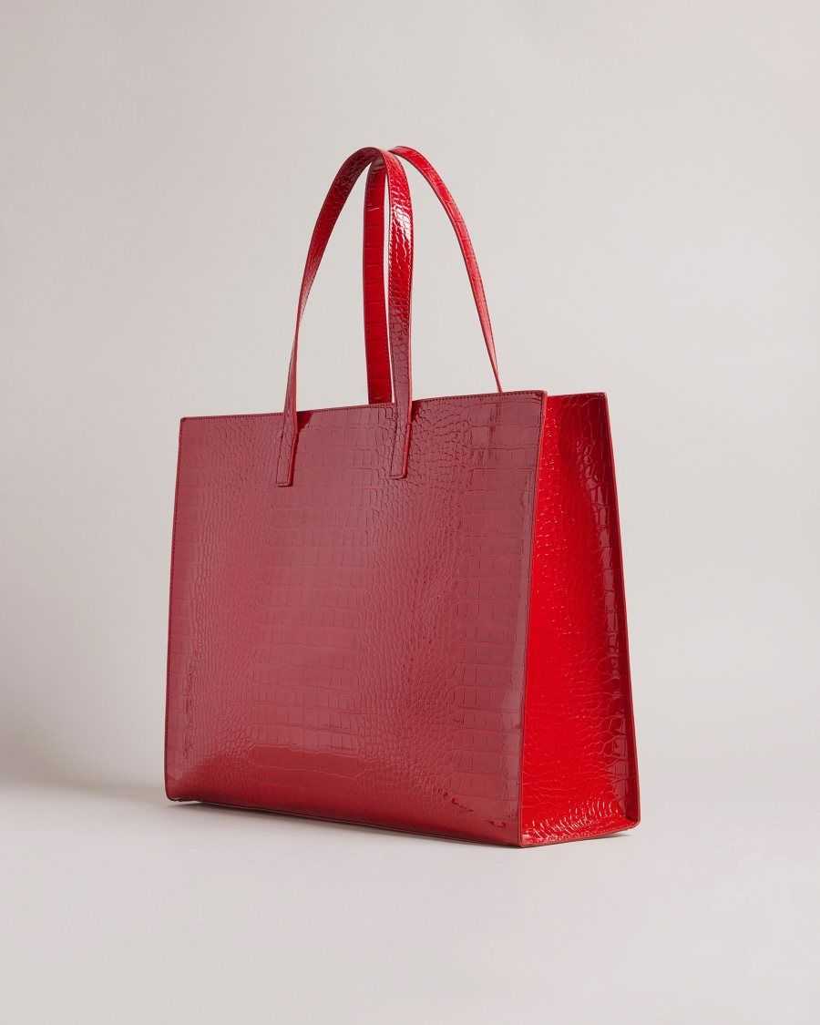 Ted Baker Allicon Mock Croc Icon Tote Bag Red | 52069-NCRZ