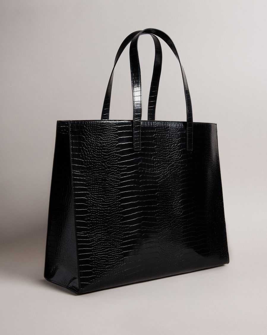 Ted Baker Allicon Mock Croc Icon Tote Bag Black | 58721-LHRD