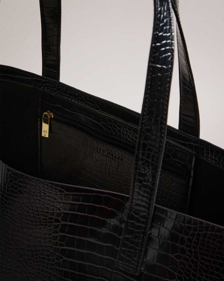 Ted Baker Allicon Mock Croc Icon Tote Bag Black | 58721-LHRD