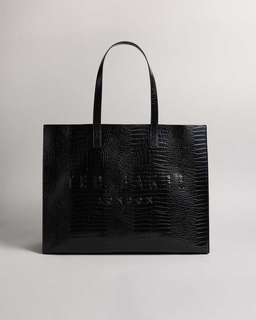 Ted Baker Allicon Mock Croc Icon Tote Bag Black | 58721-LHRD