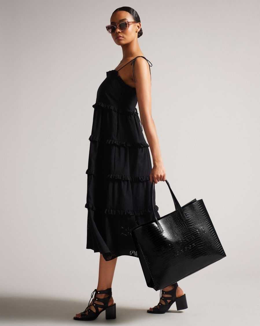 Ted Baker Allicon Mock Croc Icon Tote Bag Black | 73106-CEMB