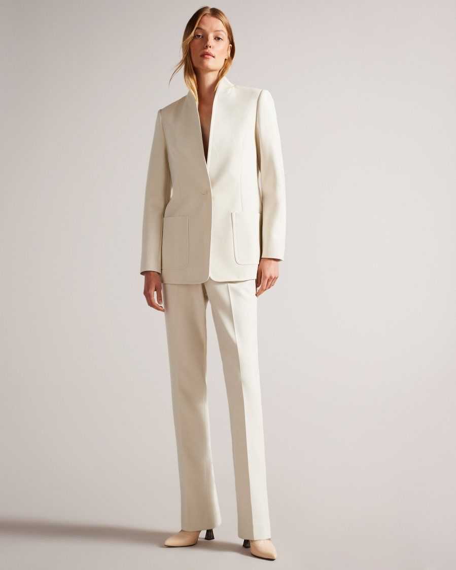 Ted Baker Ambero Single Breasted Collarless Blazer Natural | 35846-OADQ