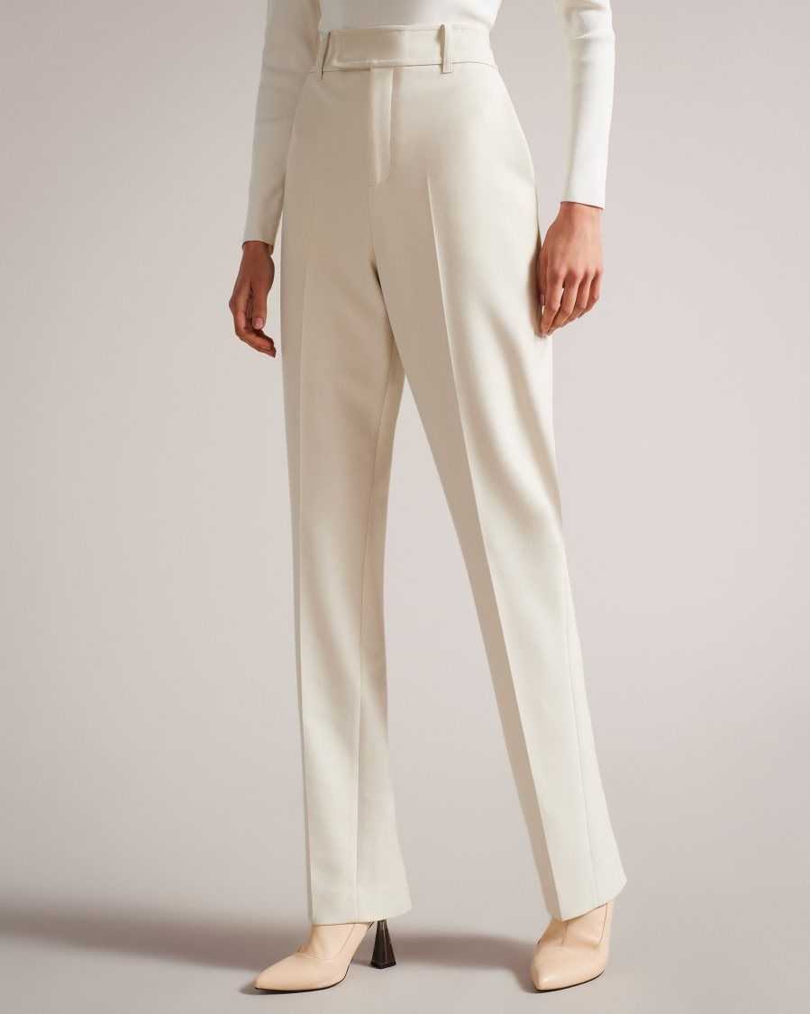 Ted Baker Amberot Straight Leg Flood Length Trousers Natural | 42860-QHMX