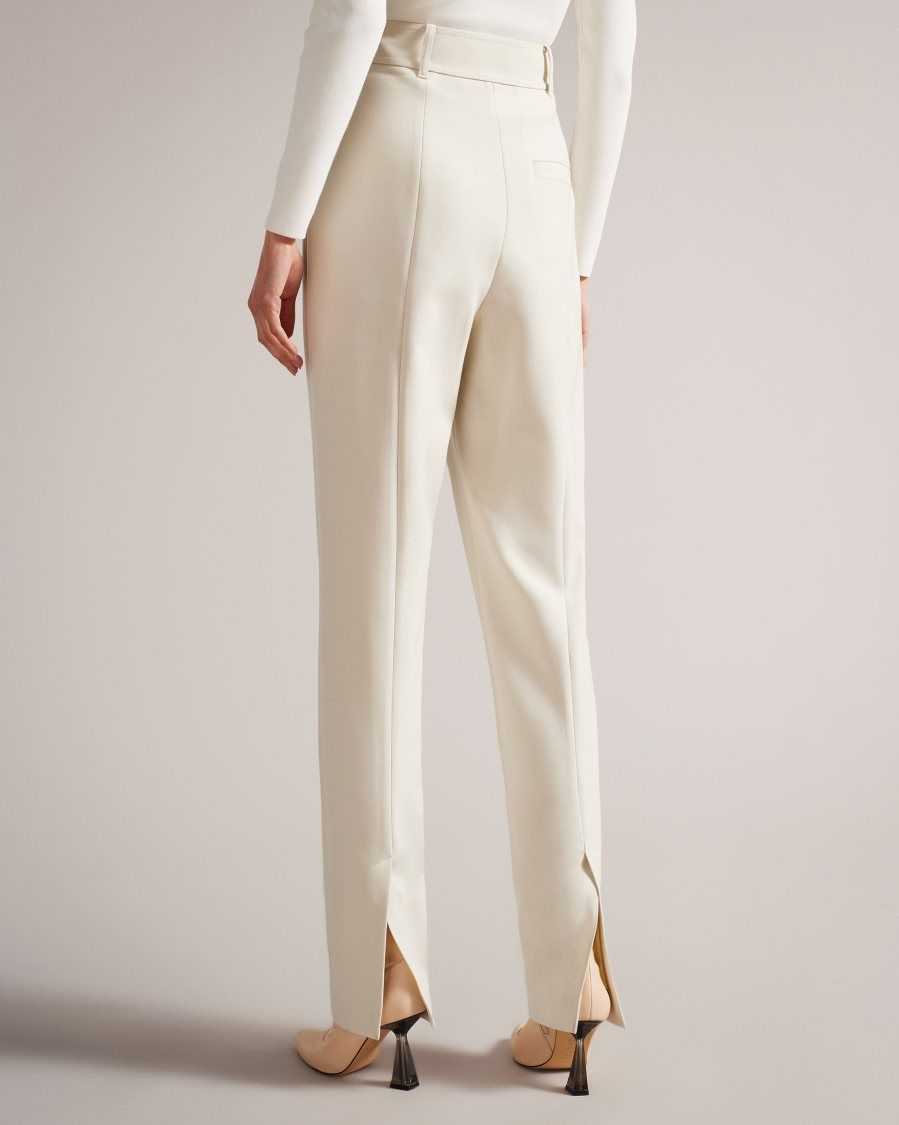 Ted Baker Amberot Straight Leg Flood Length Trousers Natural | 42860-QHMX