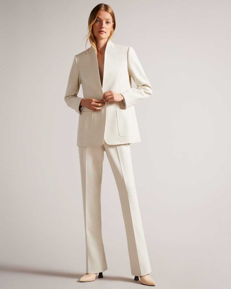 Ted Baker Amberot Straight Leg Flood Length Trousers Natural | 42860-QHMX