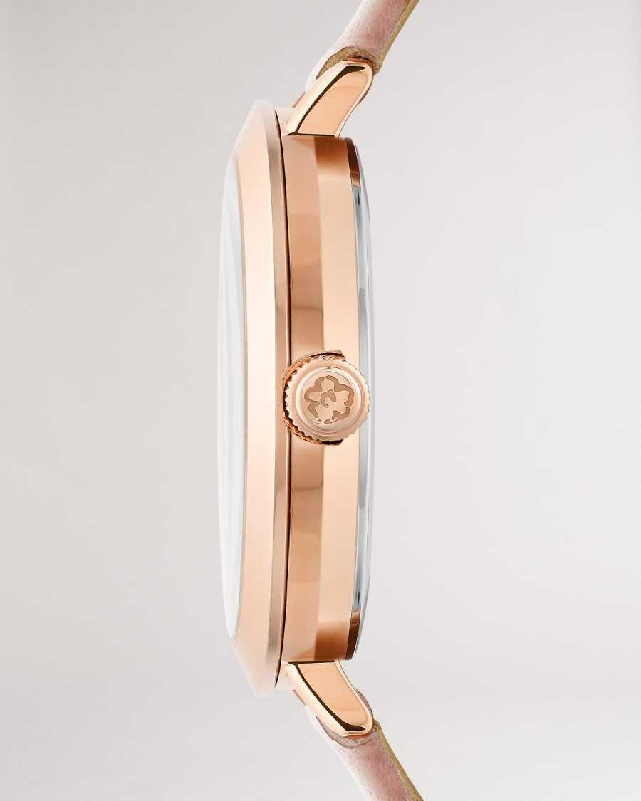 Ted Baker Ammmy Magnolia Detail Leather Watch Pink | 05863-GNXK