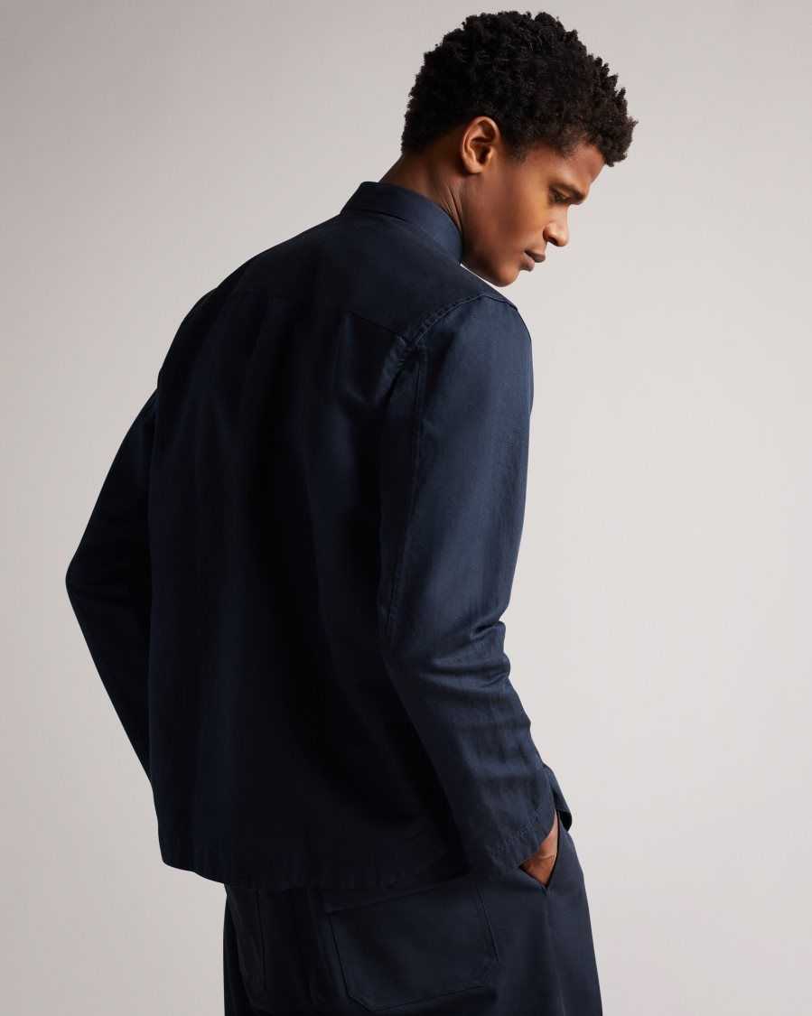 Ted Baker Amoret Long Sleeve Harrington Shacket Navy | 62159-JYMP