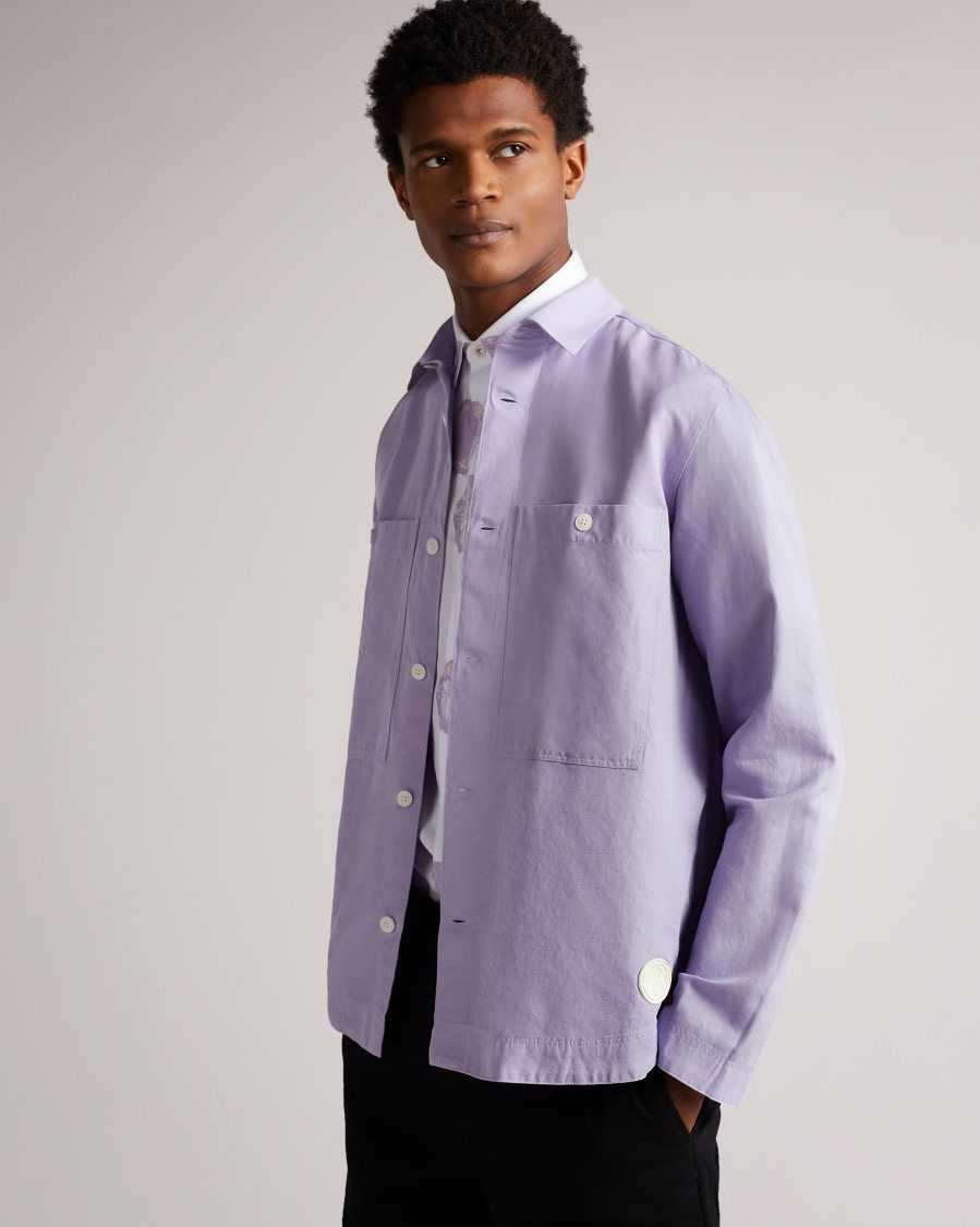 Ted Baker Amoret Long Sleeve Harrington Shacket Light Purple | 12059-FUQR