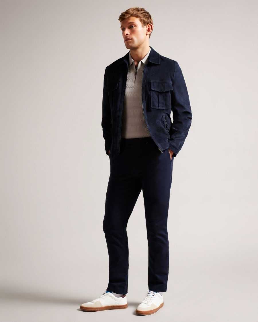 Ted Baker Amped Suede Jacket Navy | 74523-WCFR