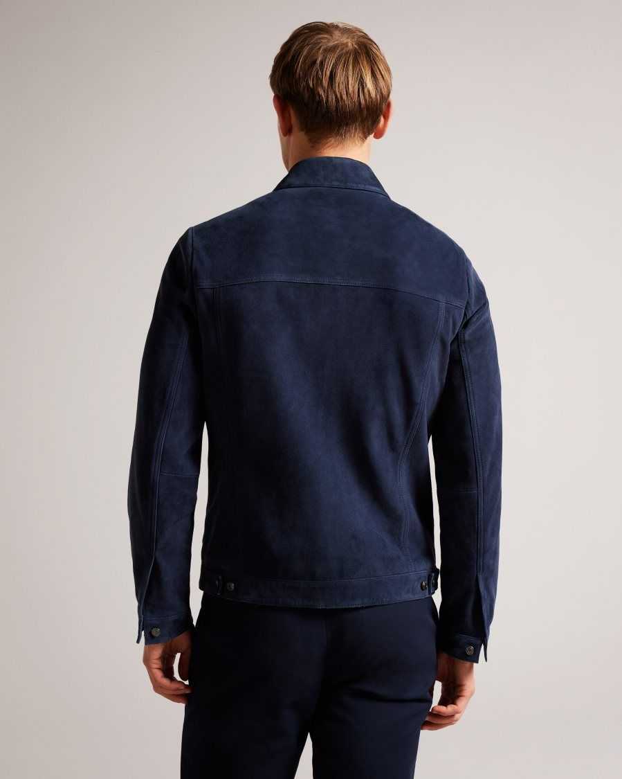 Ted Baker Amped Suede Jacket Navy | 74523-WCFR