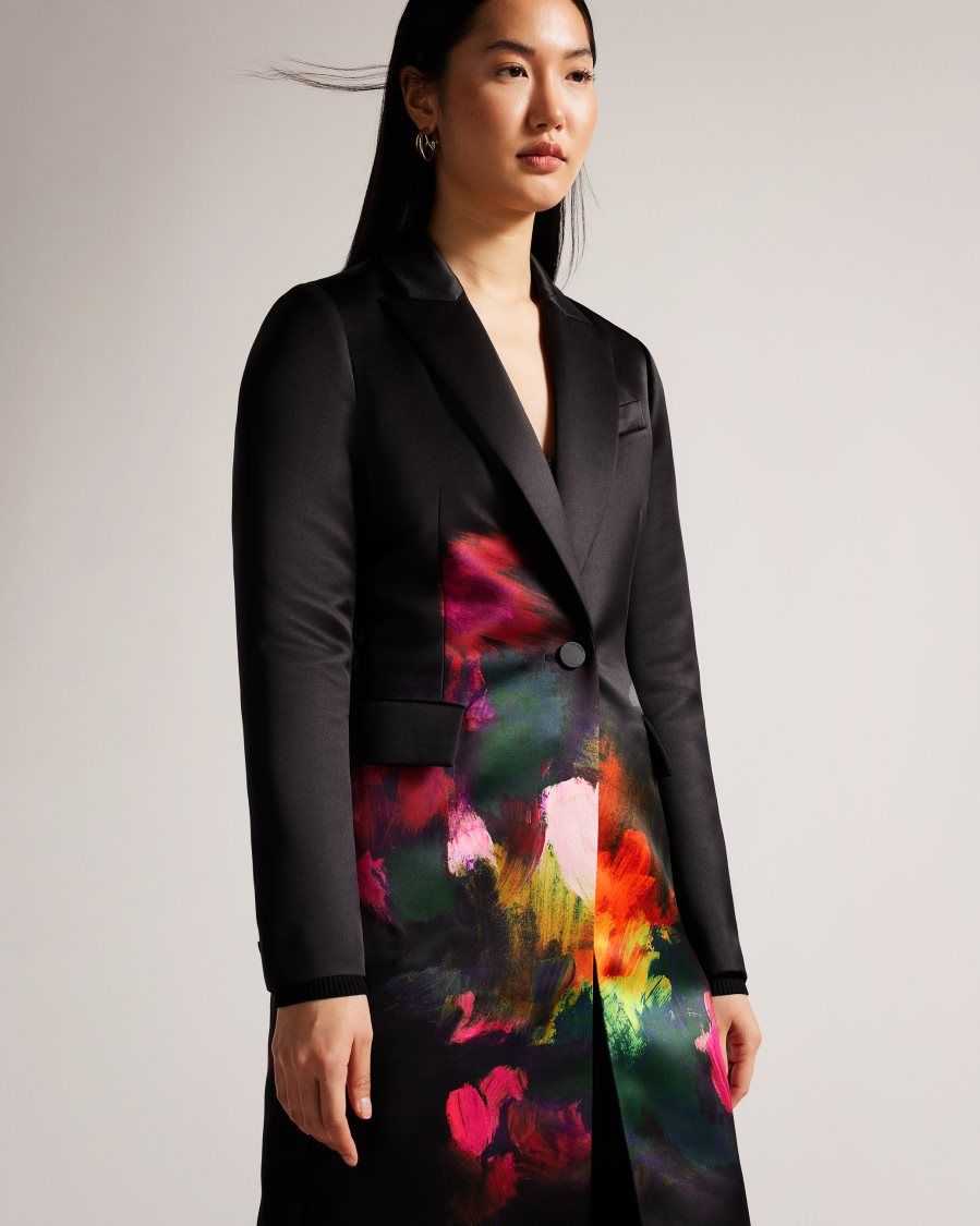 Ted Baker Anastay Single Breasted Midi Length Coat Black | 45180-ZICY